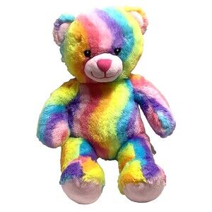 Build A Bear Rainbow Tie Dye 17" Teddy Colorful Plush Multi Colors